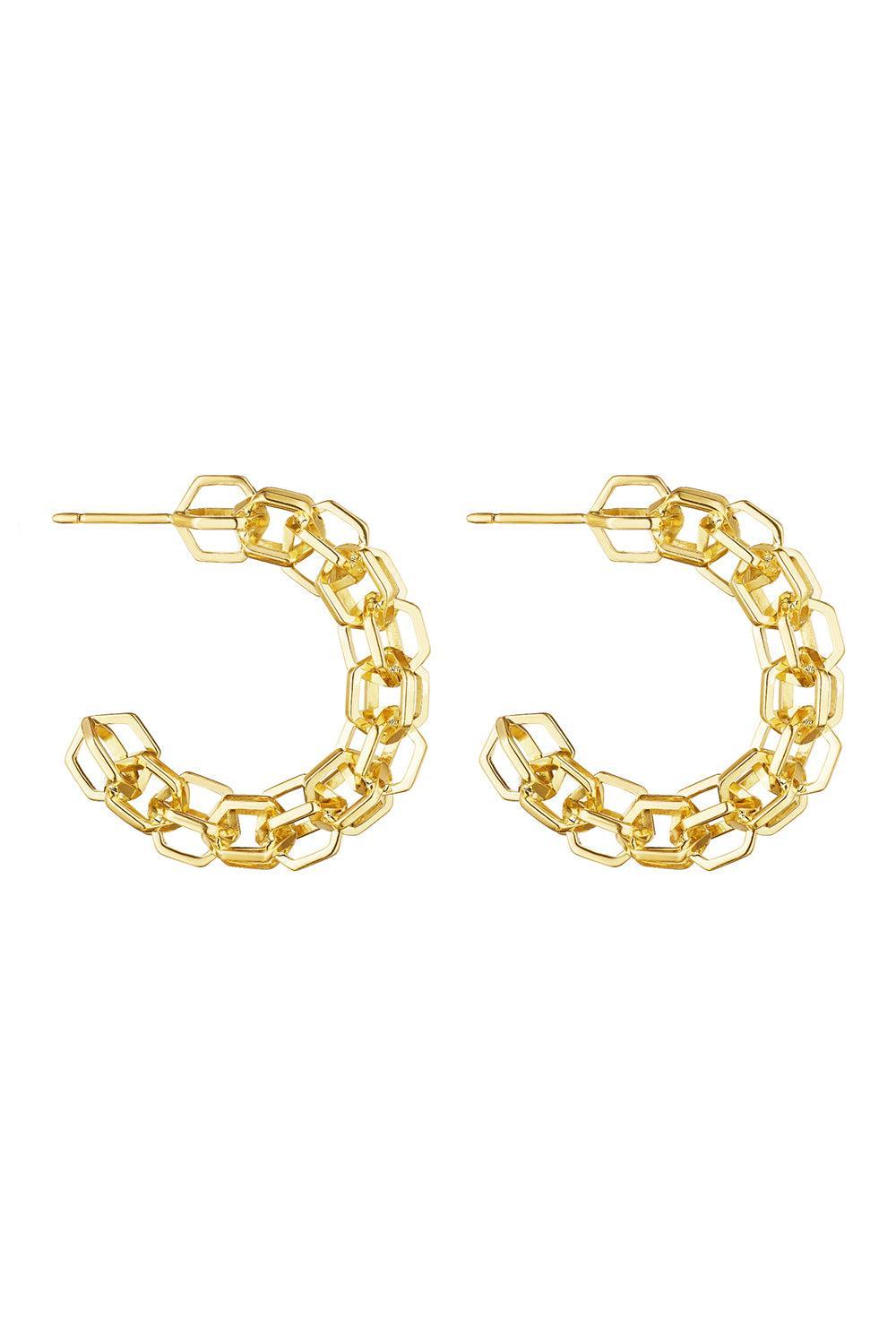 Medium B Home Chain Hoop Earrings-YELLOW GOLD-JEWELRYFINE JEWELEARRING-CADAR