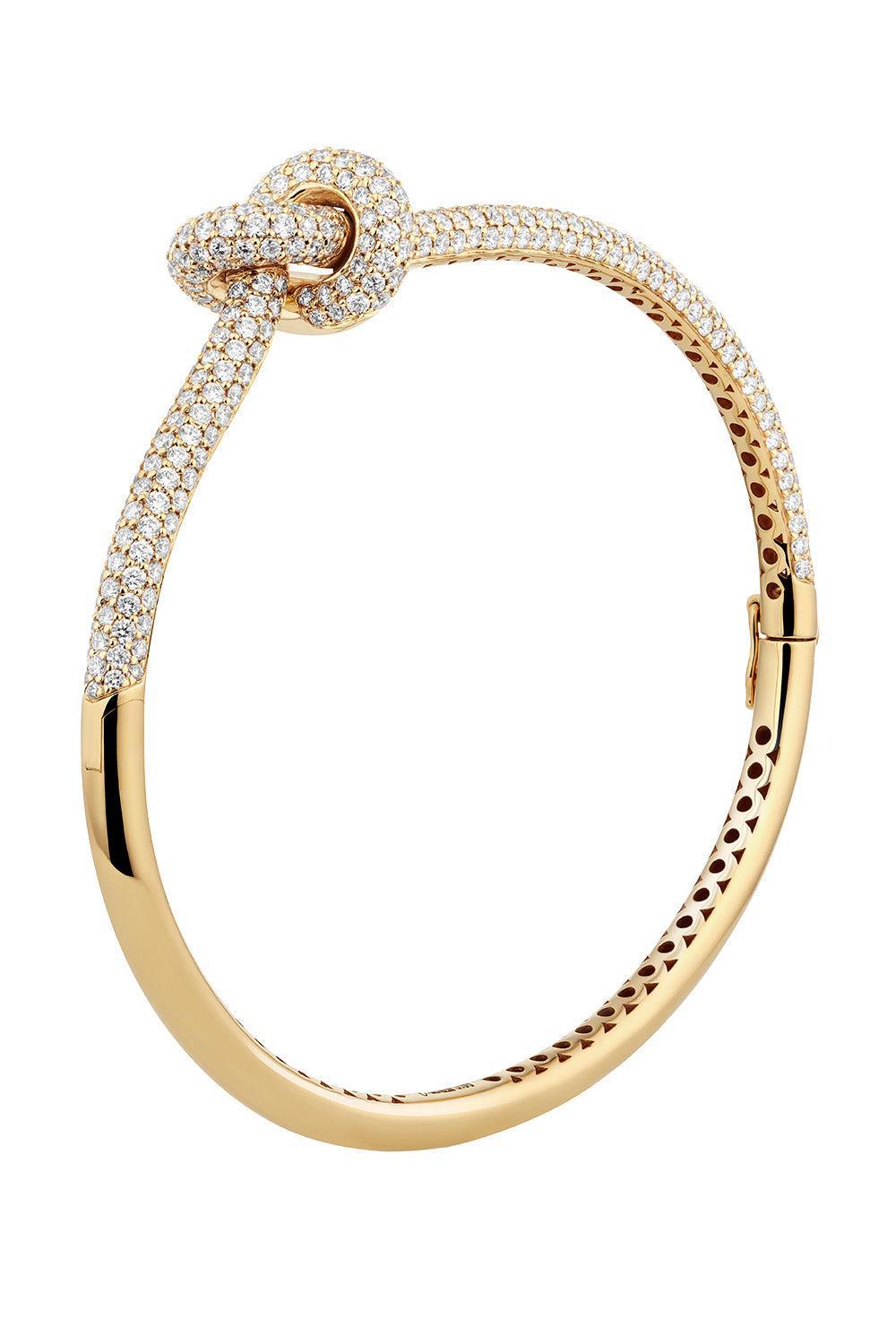 Diamond Pave Small Legacy Knot Bangle Bracelet-YELLOW GOLD-JEWELRYFINE JEWELBRACELET O-ENGELBERT 1920