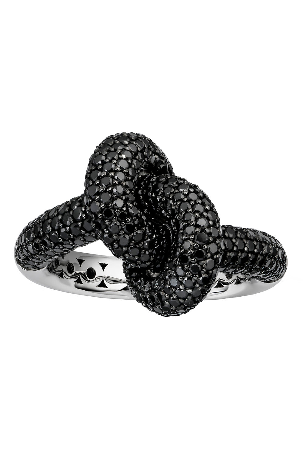 Black Diamond Medium Legacy Knot Ring-WHITE GOLD-6-JEWELRYFINE JEWELRING-ENGELBERT 1920