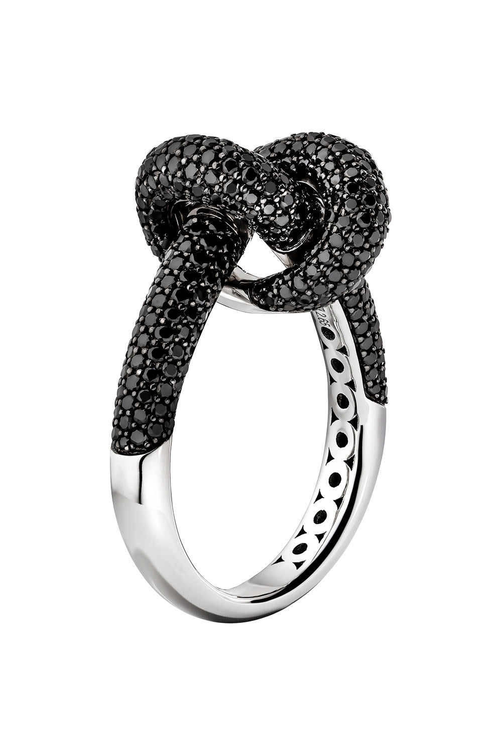 Black Diamond Medium Legacy Knot Ring-WHITE GOLD-6-JEWELRYFINE JEWELRING-ENGELBERT 1920