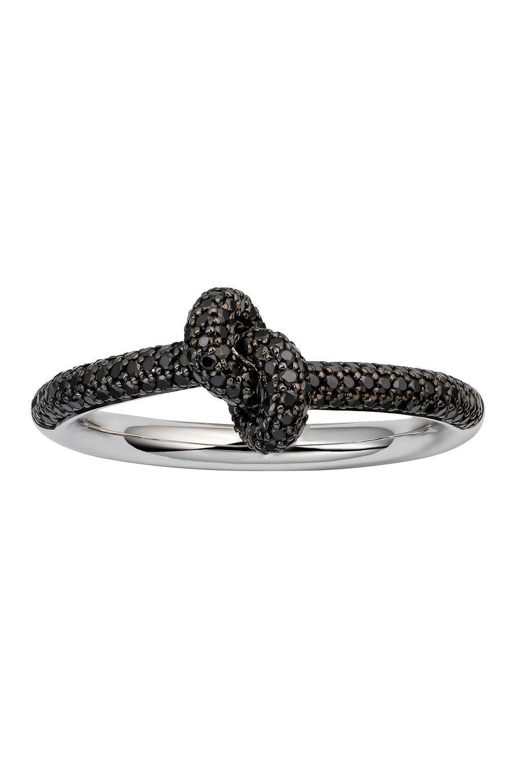 Black Diamond Pave Mini Legacy Knot Ring-WHITE GOLD-7-JEWELRYFINE JEWELRING-ENGELBERT 1920