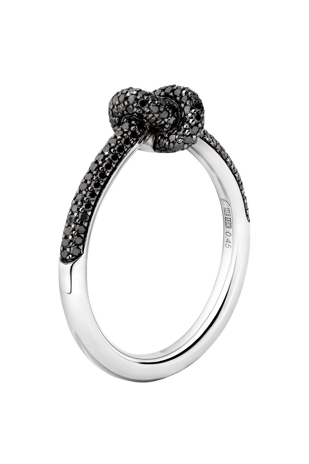 Black Diamond Pave Mini Legacy Knot Ring-WHITE GOLD-7-JEWELRYFINE JEWELRING-ENGELBERT 1920