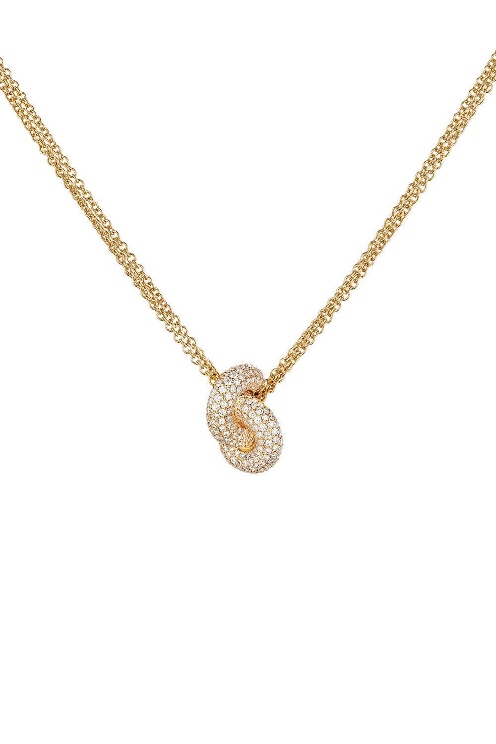 Diamond Pave Big Legacy Knot Pendant Necklace-YELLOW GOLD-JEWELRYFINE JEWELNECKLACE O-ENGELBERT 1920