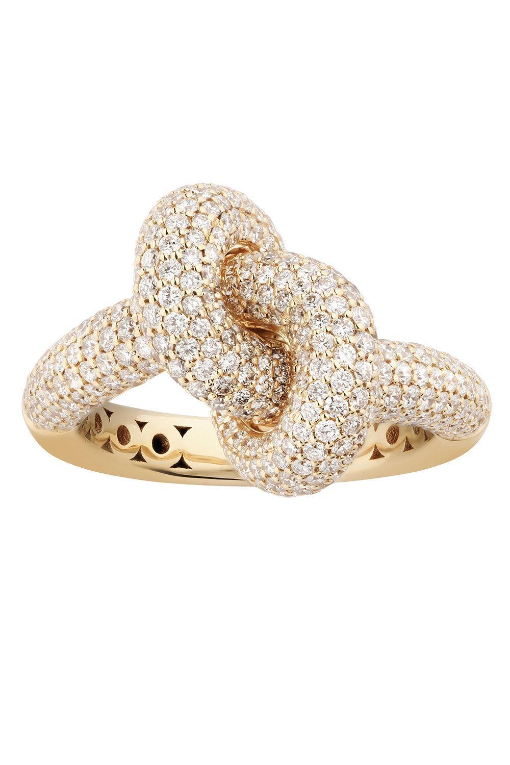 Diamond Pave Medium Legacy Knot Ring-YELLOW GOLD-5.5-JEWELRYFINE JEWELRING-ENGELBERT 1920