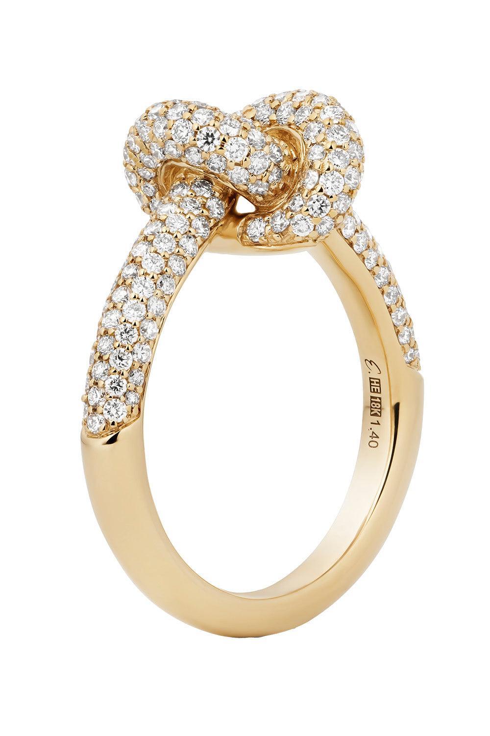 Diamond Pave Small Legacy Knot Ring-YELLOW GOLD-6.5-JEWELRYFINE JEWELRING-ENGELBERT 1920
