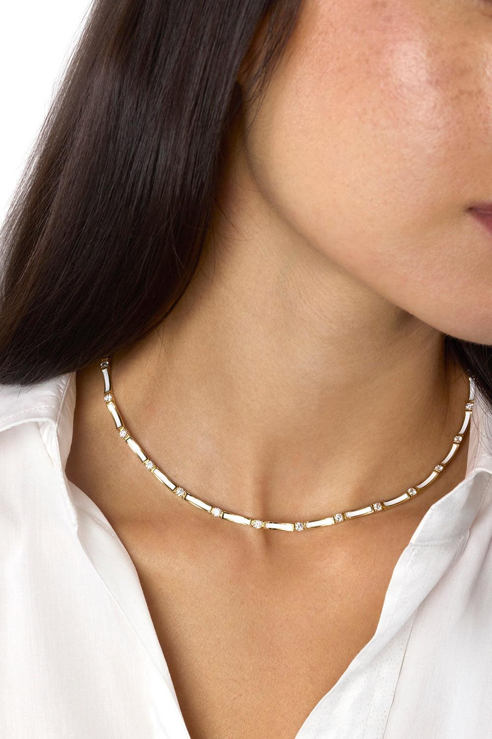 Diamond White Honey Linked Necklace-YELLOW GOLD-JEWELRYFINE JEWELNECKLACE O-MELISSA KAYE