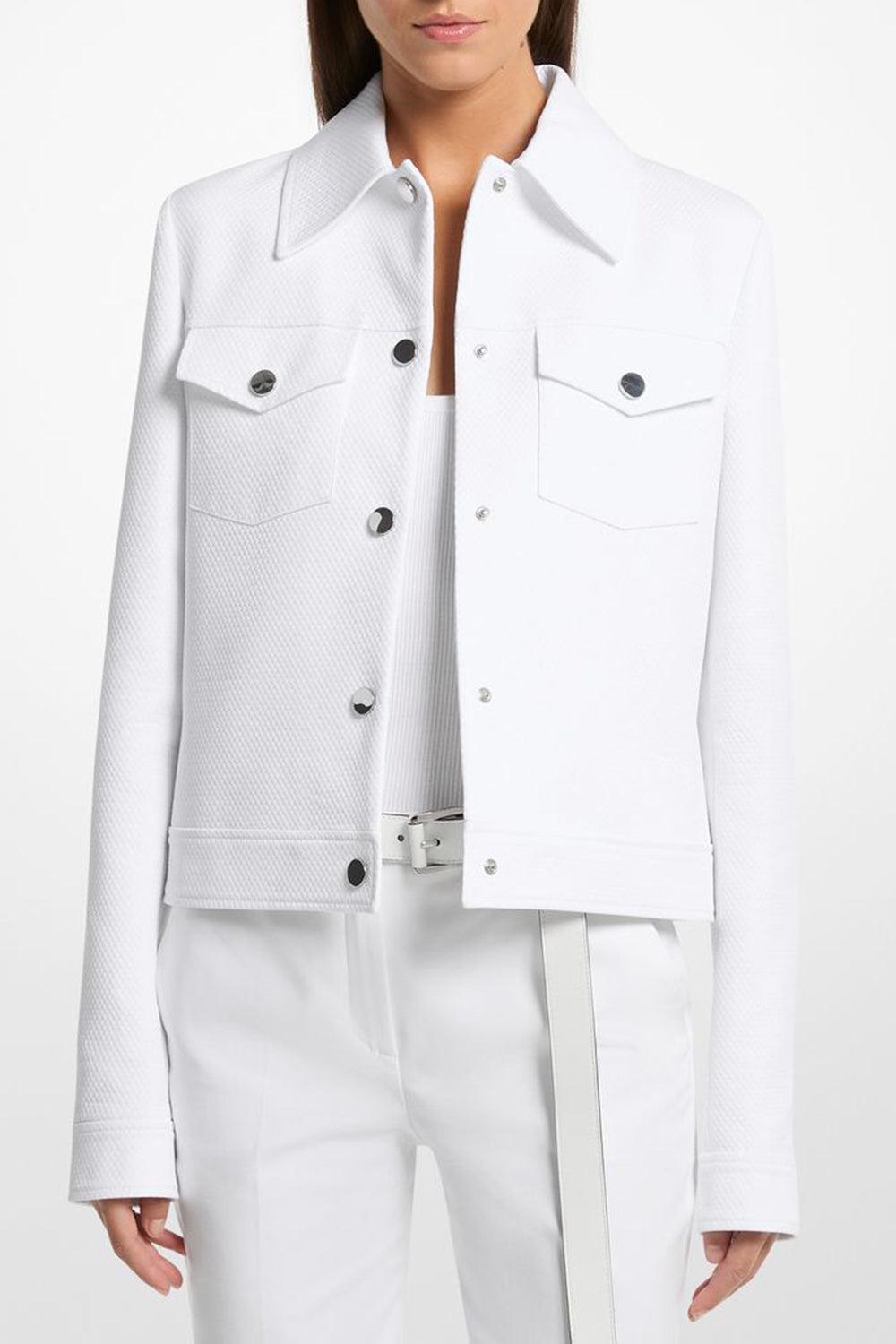 Button Front Jacket-OPTIC WHITE-XS-CLOTHINGJACKETDENIM-MICHAEL KORS COLLECTION