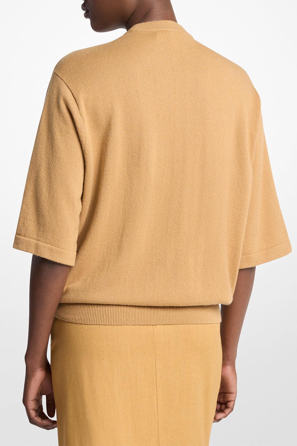 Short Sleeve Tee Pullover-BROWN-XS-CLOTHINGTOPKNITS-MICHAEL KORS COLLECTION