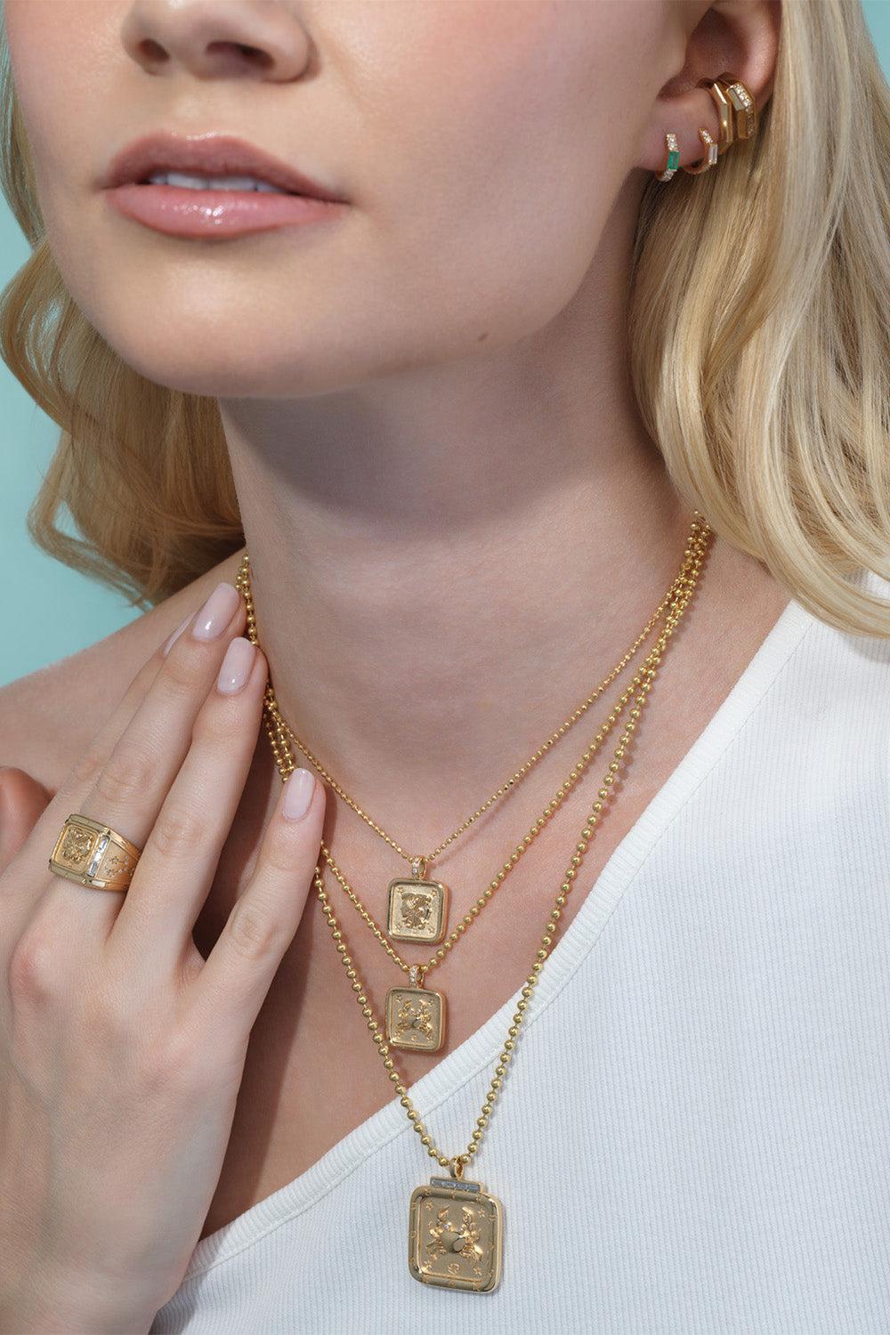 Diamond Aries Zodiac Pendant-YELLOW GOLD-JEWELRYFINE JEWELPENDANT-SORELLINA