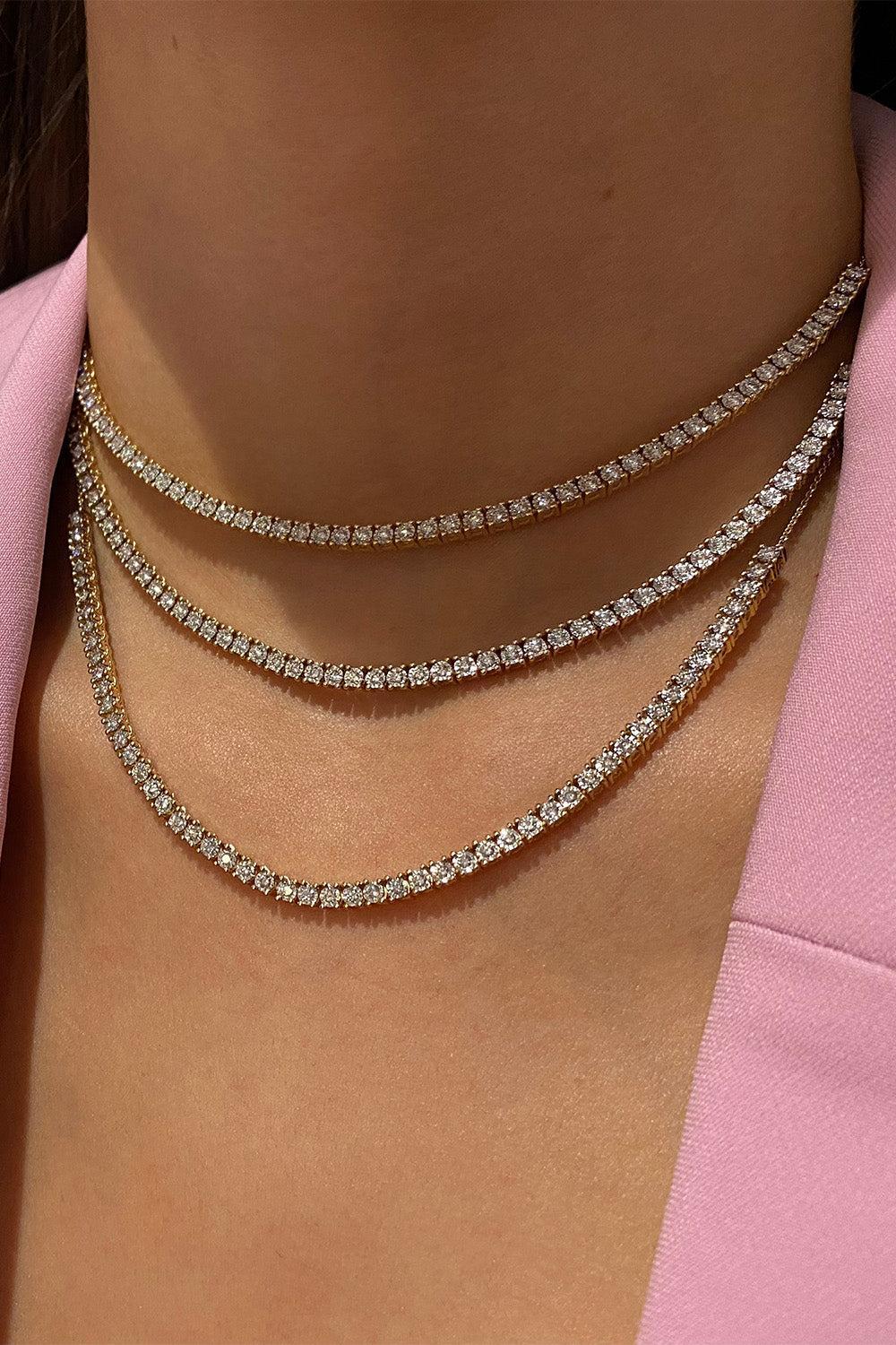 Diamond Ava Bea Tennis Necklace - Yellow Gold-YELLOW GOLD-JEWELRYFINE JEWELNECKLACE O-DANA REBECCA DESIGNS