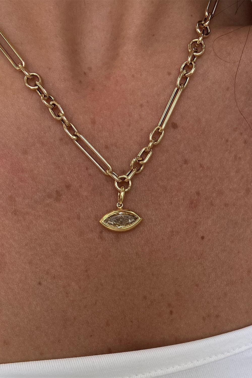 Marquise Diamond Charm Necklace-YELLOW GOLD-JEWELRYFINE JEWELNECKLACE O-RARE COLORS BY NAMDAR