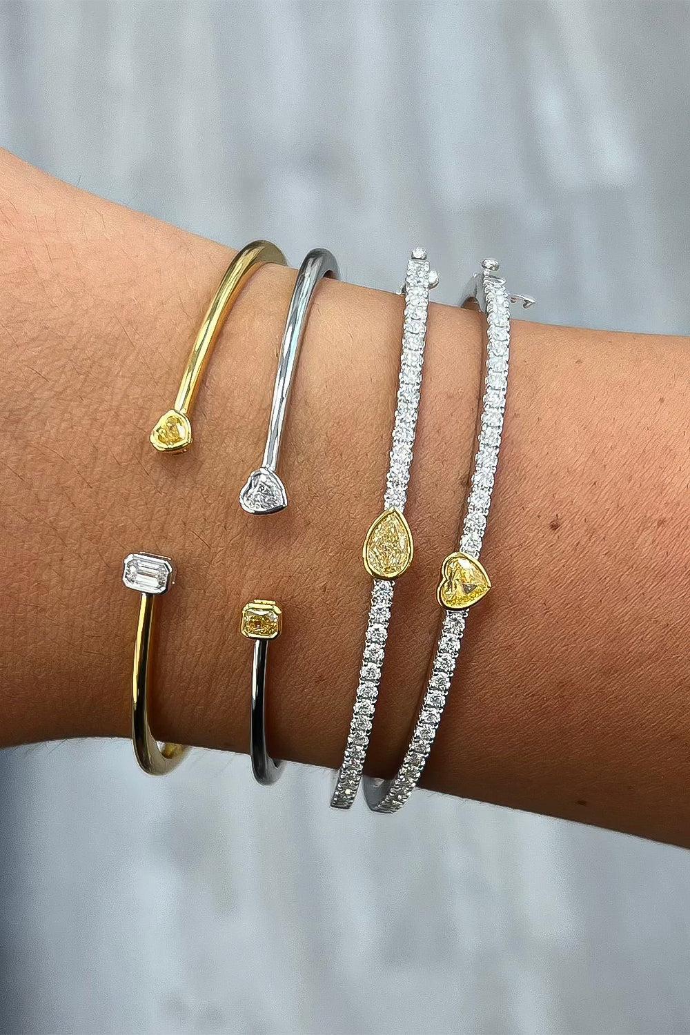 Yellow Diamond Pear Bracelet-WHITE GOLD-JEWELRYFINE JEWELBRACELET O-RARE COLORS BY NAMDAR