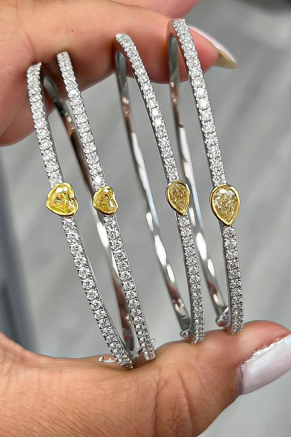 Yellow Diamond Pear Bracelet-WHITE GOLD-JEWELRYFINE JEWELBRACELET O-RARE COLORS BY NAMDAR