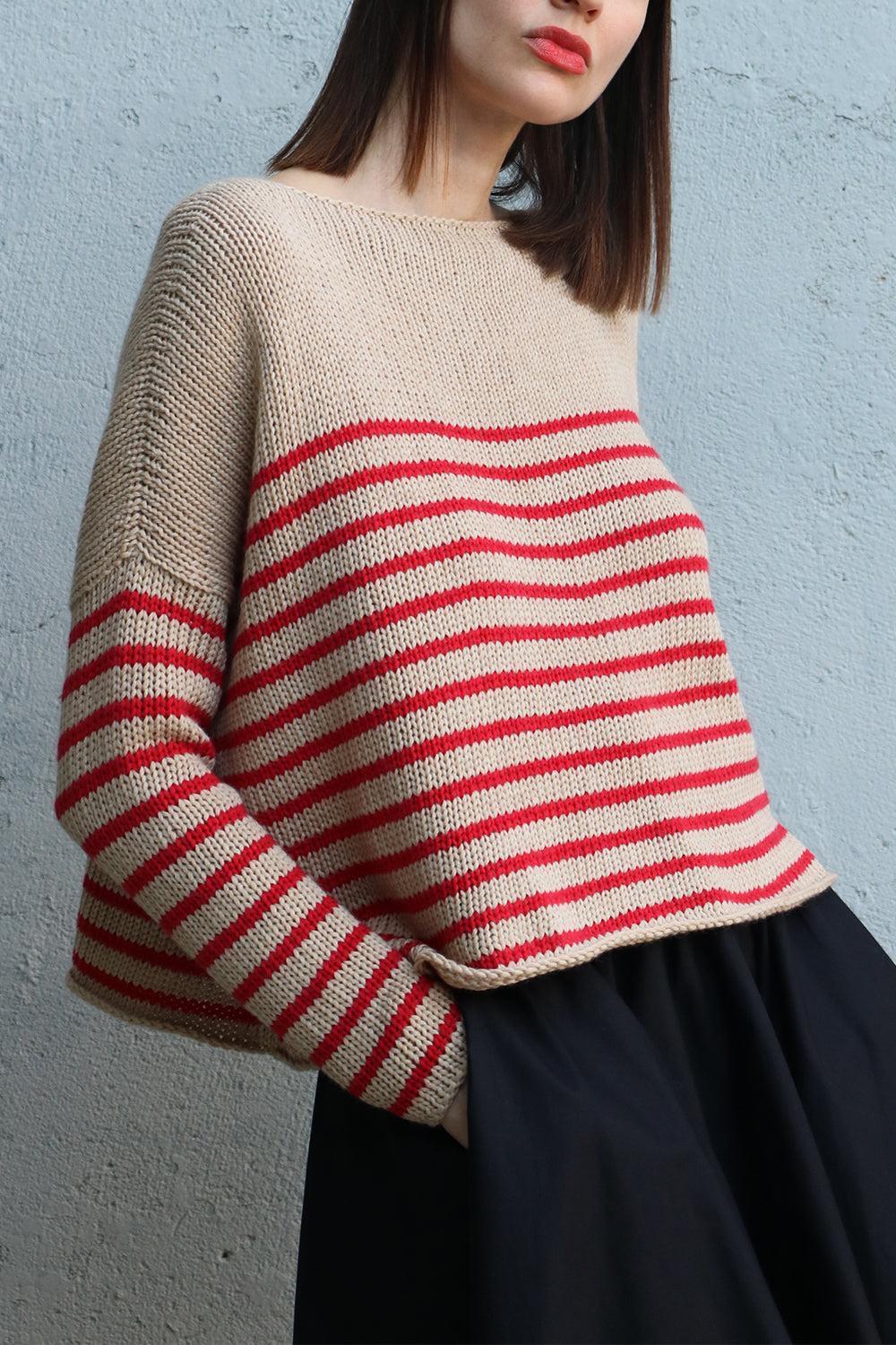 Boat Neck Striped Sweater-STRIPE-XS-CLOTHINGTOPKNITS-LOUIZA BABOURYAN