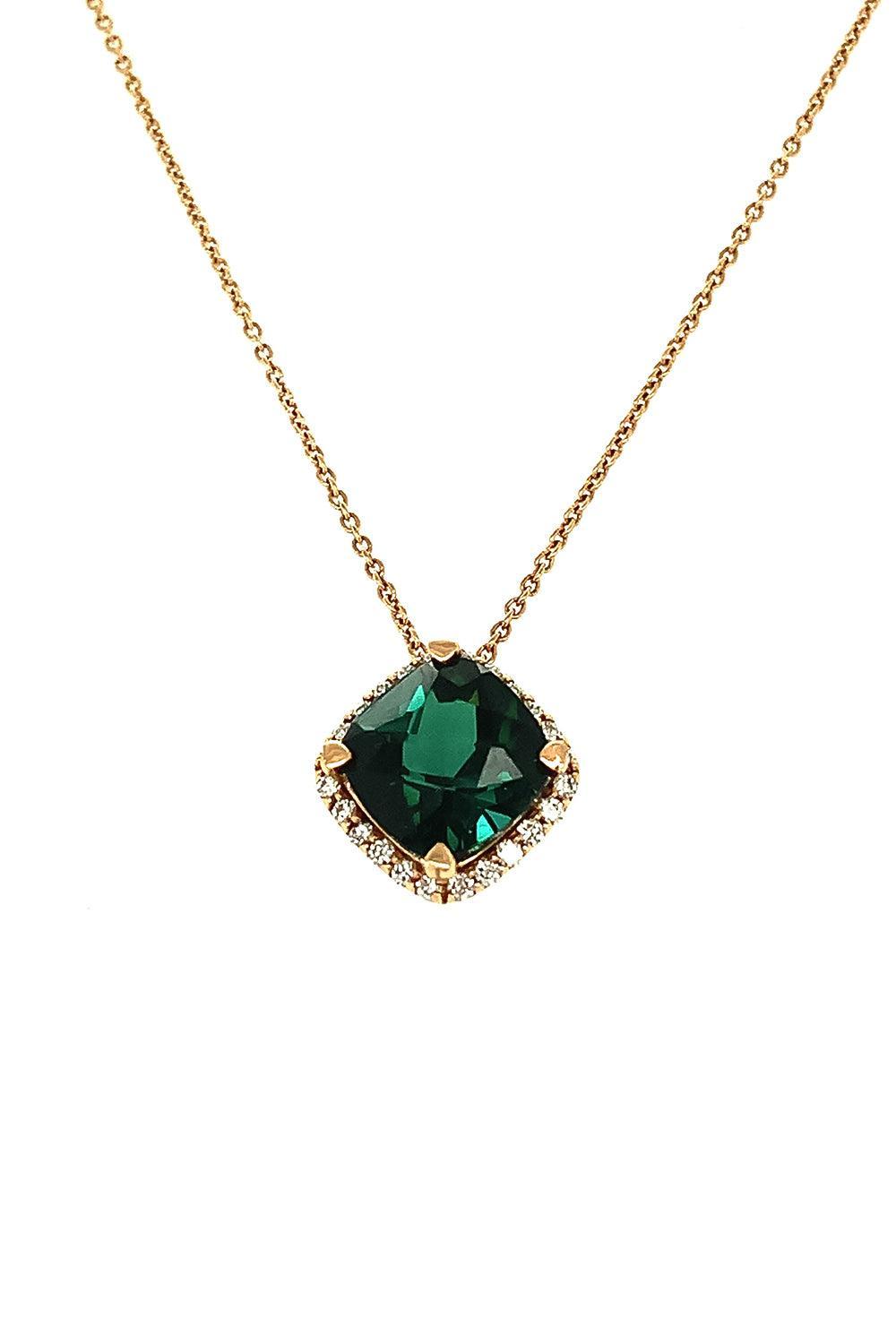 Diamond Indicolite Pendant Necklace-ROSE GOLD-JEWELRYFINE JEWELNECKLACE O-LISA NIK