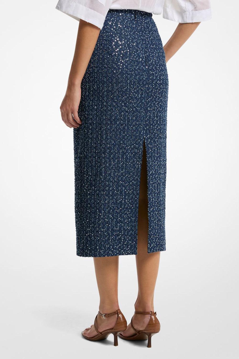 Embellished Pencil Skirt-INDIGSIL-2-CLOTHINGSKIRTKNEE LENGT-MICHAEL KORS COLLECTION