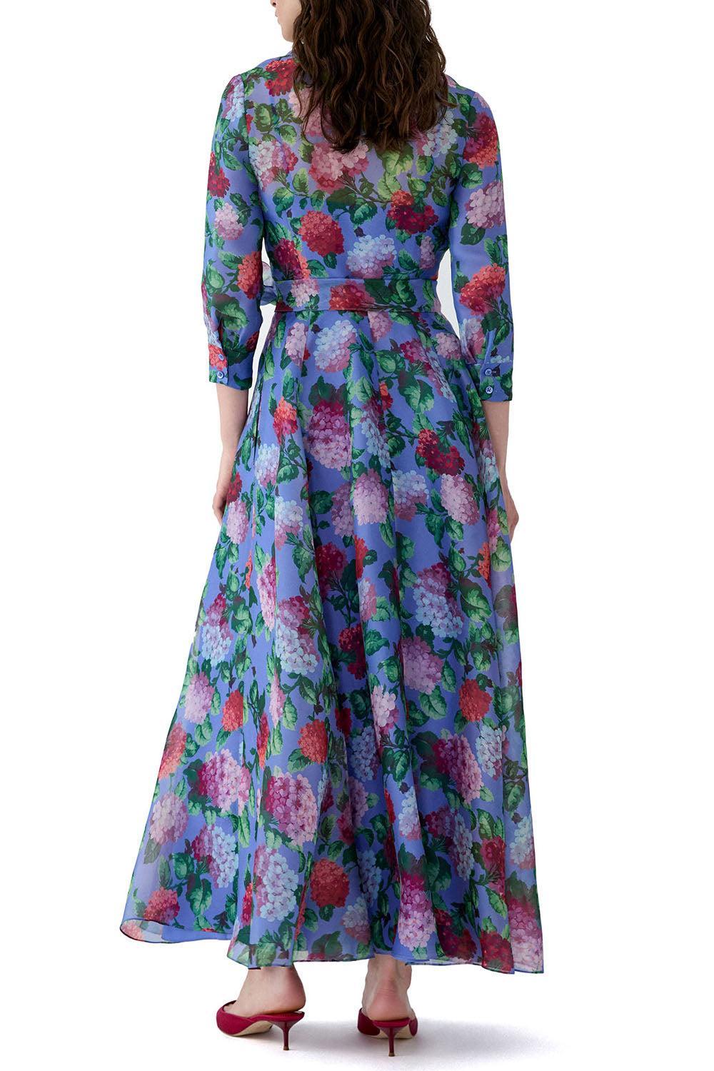 Three-Quarter Sleeve Midi Trench Dress-FLORAL-4-CLOTHINGDRESSCOCKTAIL-CAROLINA HERRERA