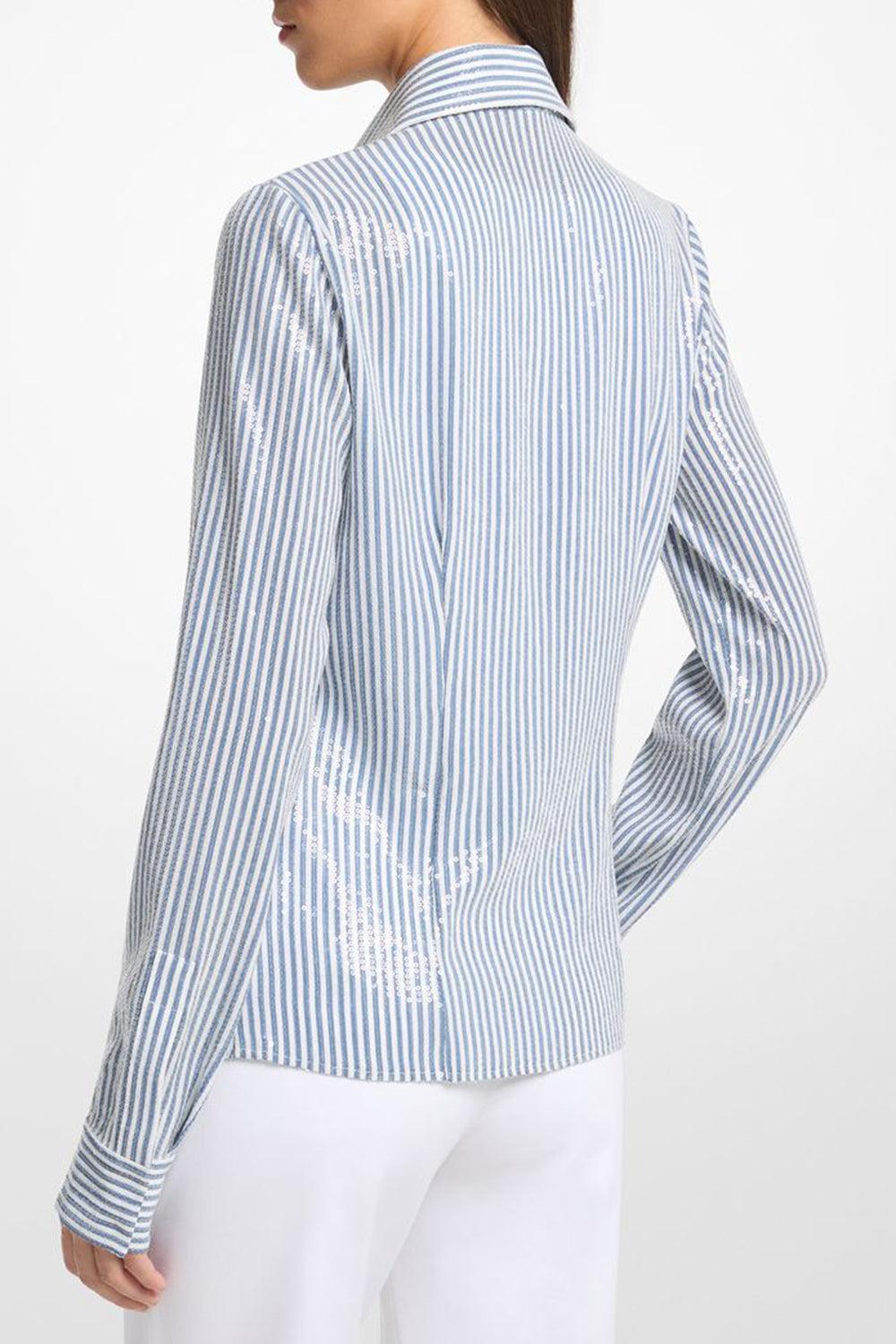 Embellished Hansen Shirt - Steel Optic White-STEEL/WH-2-CLOTHINGTOPKNITS-MICHAEL KORS COLLECTION