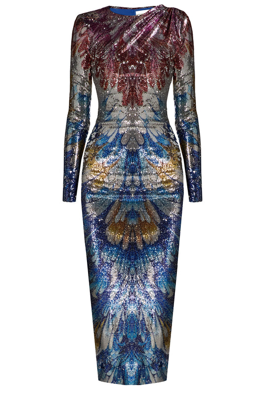 Lico Sequin Long Sleeve Midi Dress