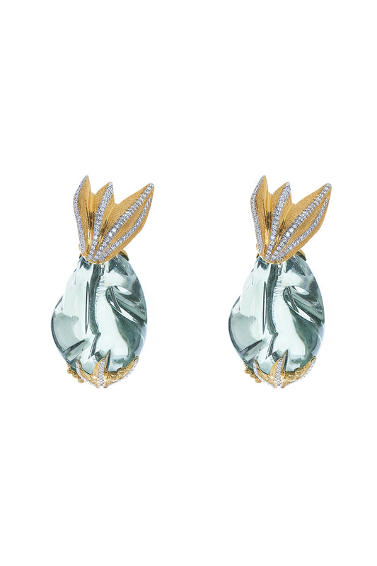 Large Leaf Diamond Earrings-YELLOW GOLD-JEWELRYFINE JEWELEARRING-VICTOR VELYAN