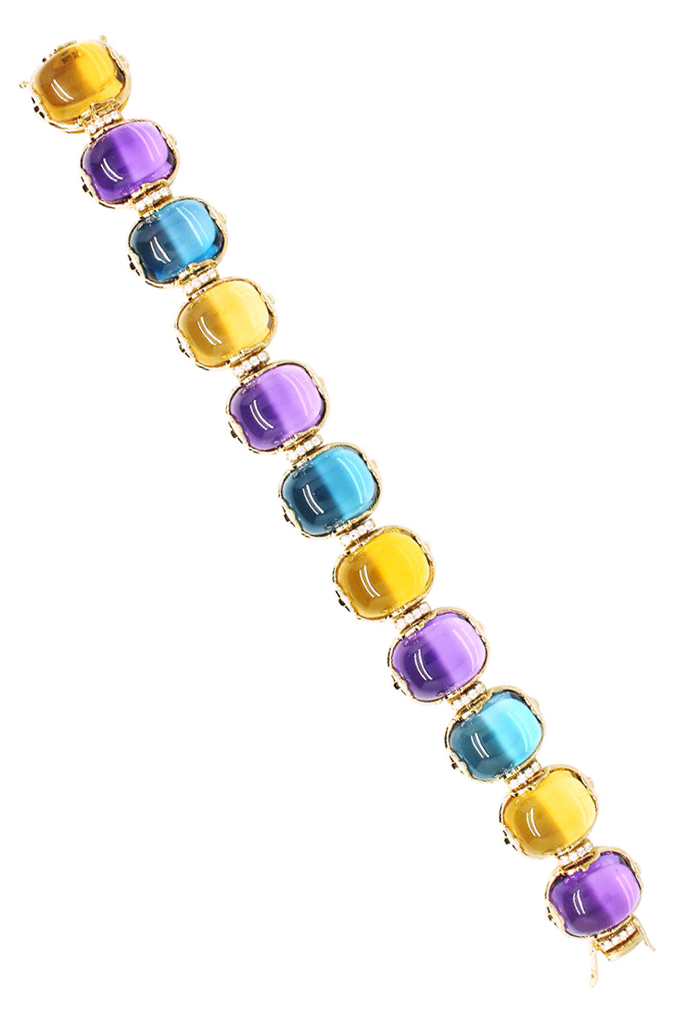 London Blue Topaz Amethyst Diamond Cushion G-One Bracelet