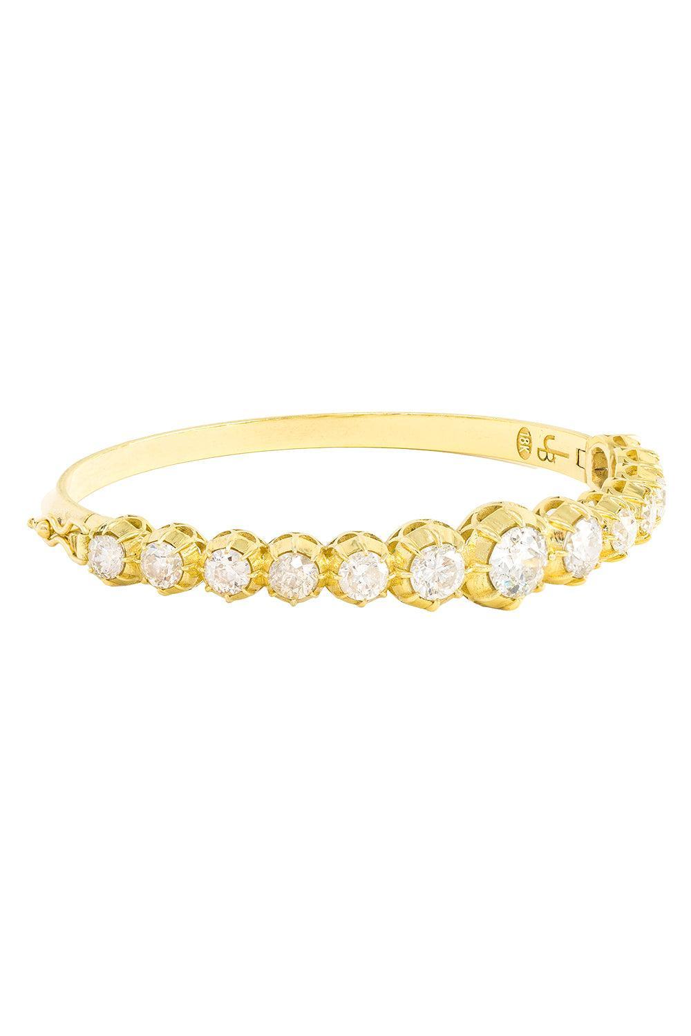 Diamond Victorian Bangle Bracelet-YELLOW GOLD-JEWELRYFINE JEWELBRACELET O-JENNA BLAKE