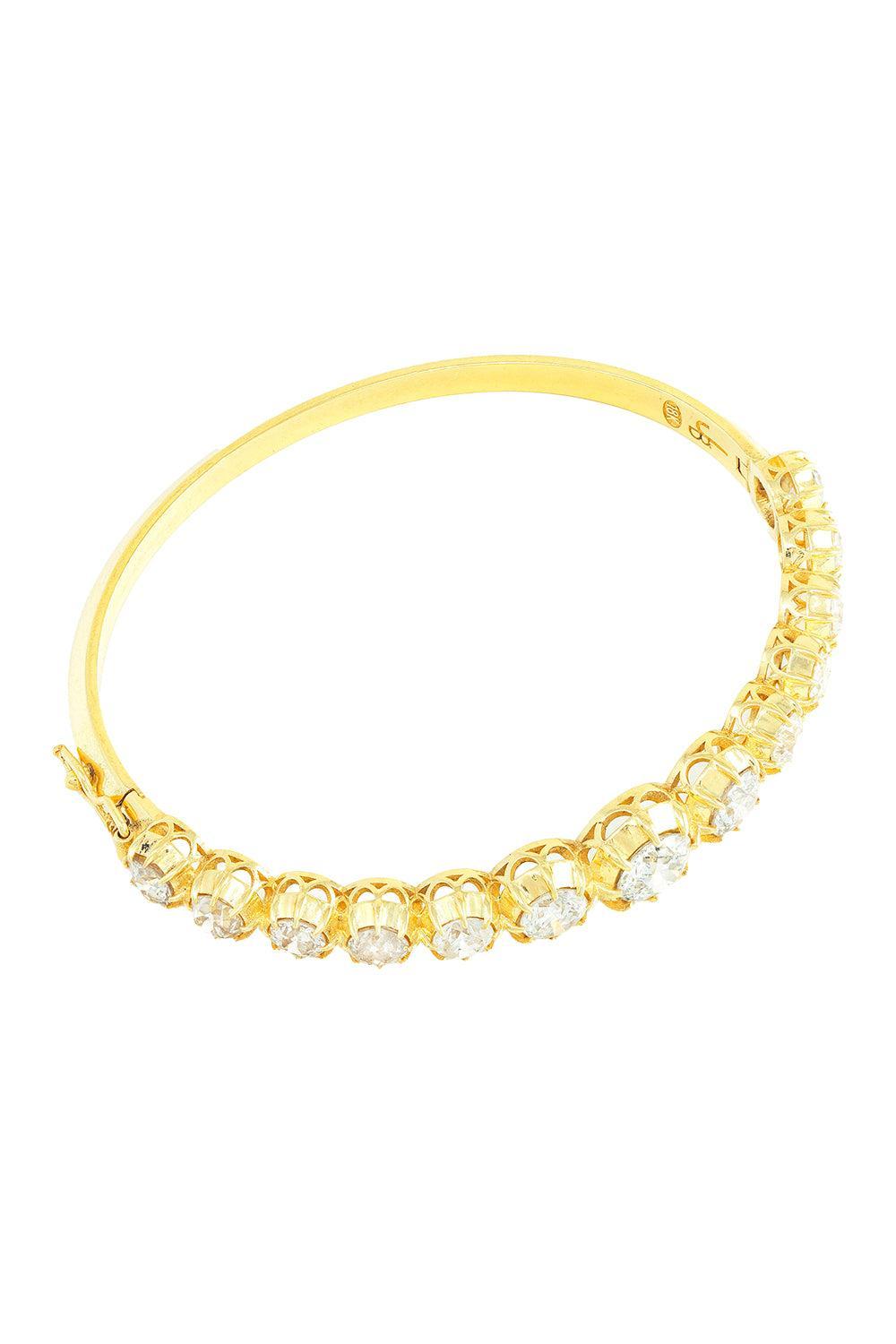 Diamond Victorian Bangle Bracelet-YELLOW GOLD-JEWELRYFINE JEWELBRACELET O-JENNA BLAKE
