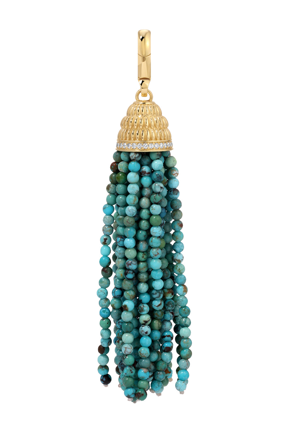 Turquoise Large Tassel Charm-YELLOW GOLD-JEWELRYFINE JEWELPENDANT-JENNA BLAKE