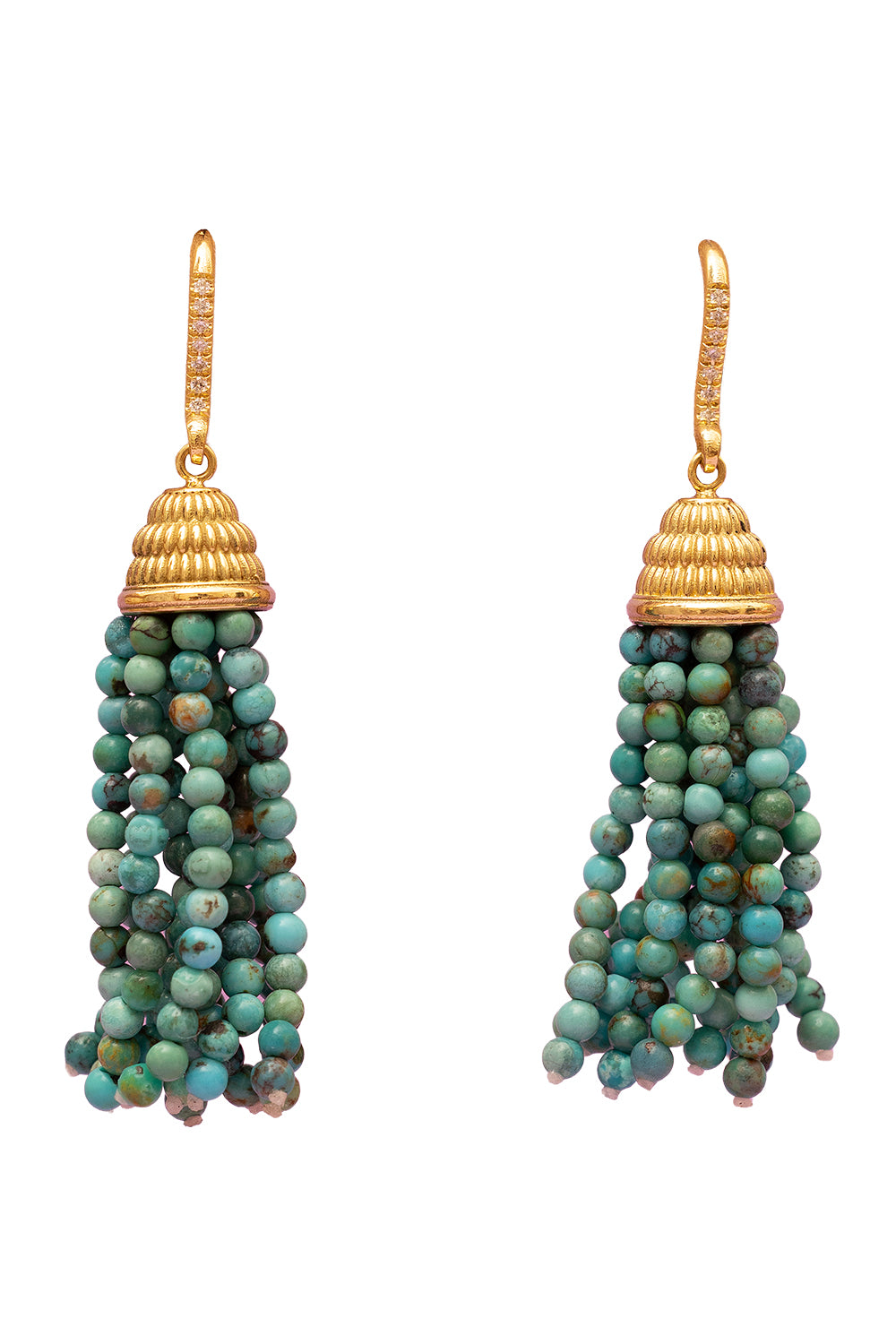  Turquoise Tassel Earrings-YELLOW GOLD-JEWELRYFINE JEWELEARRING-JENNA BLAKE 