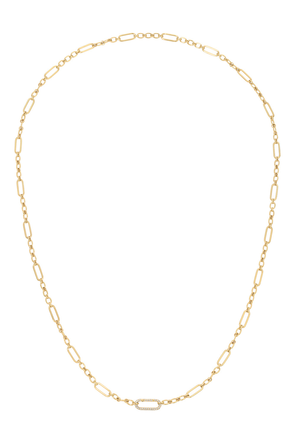  Diamond Pave Rectangular Chain Necklace-YELLOW GOLD-JEWELRYFINE JEWELNECKLACE O-JENNA BLAKE 