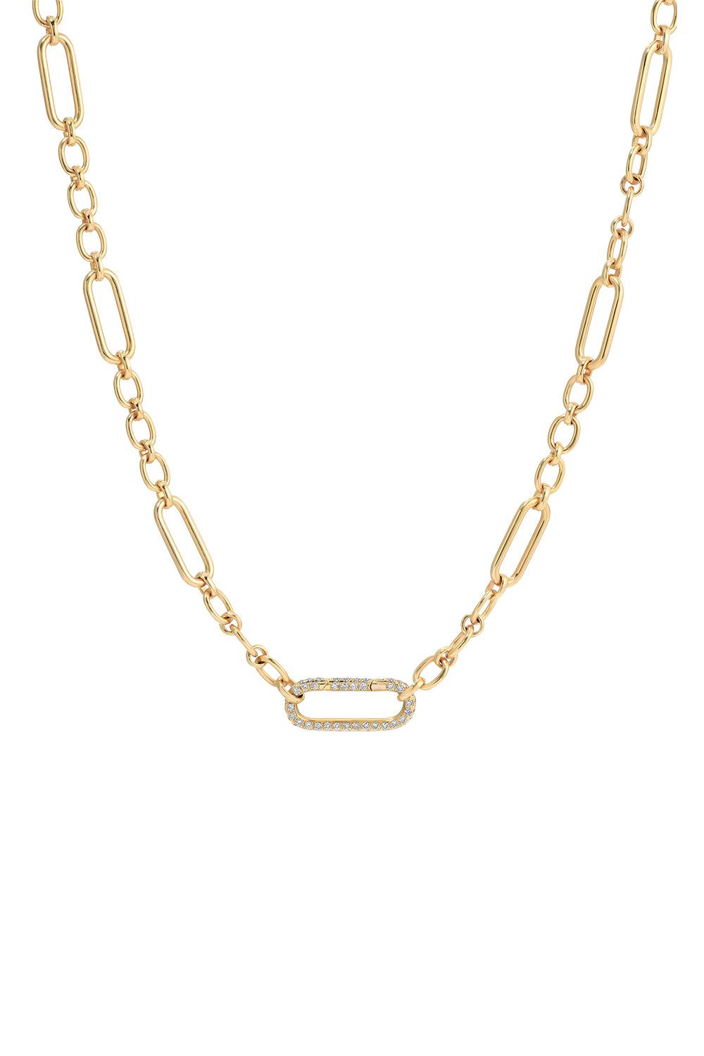 Diamond Pave Rectangular Chain Necklace-YELLOW GOLD-JEWELRYFINE JEWELNECKLACE O-JENNA BLAKE