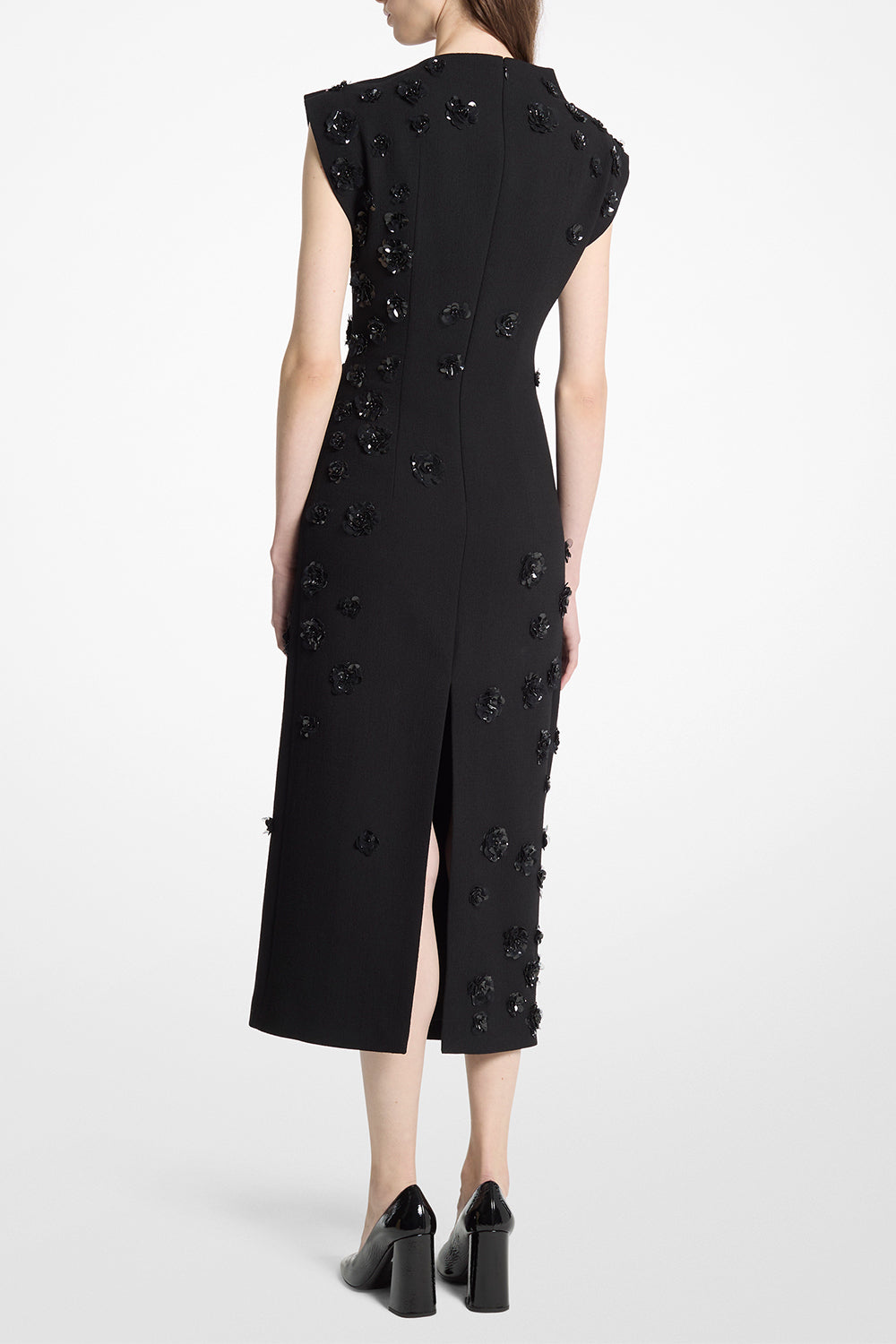Embellished Draped Flower Dress