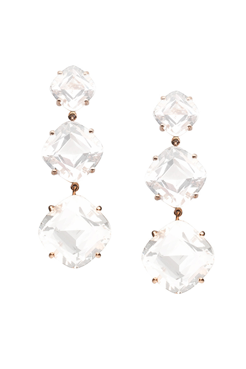Moon Quartz Three Stone Gossip Earrings