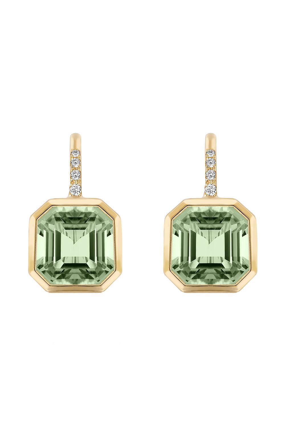 Prasiolite Diamond Asscher Gossip Earrings-YELLOW GOLD-JEWELRYFINE JEWELEARRING-GOSHWARA
