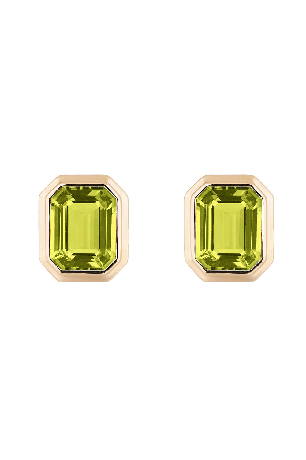 Peridot Bezel Manhattan Stud Earrings