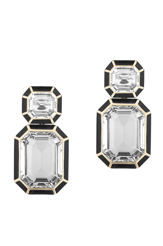 Onyx Rock Crystal Melange Vega Earrings