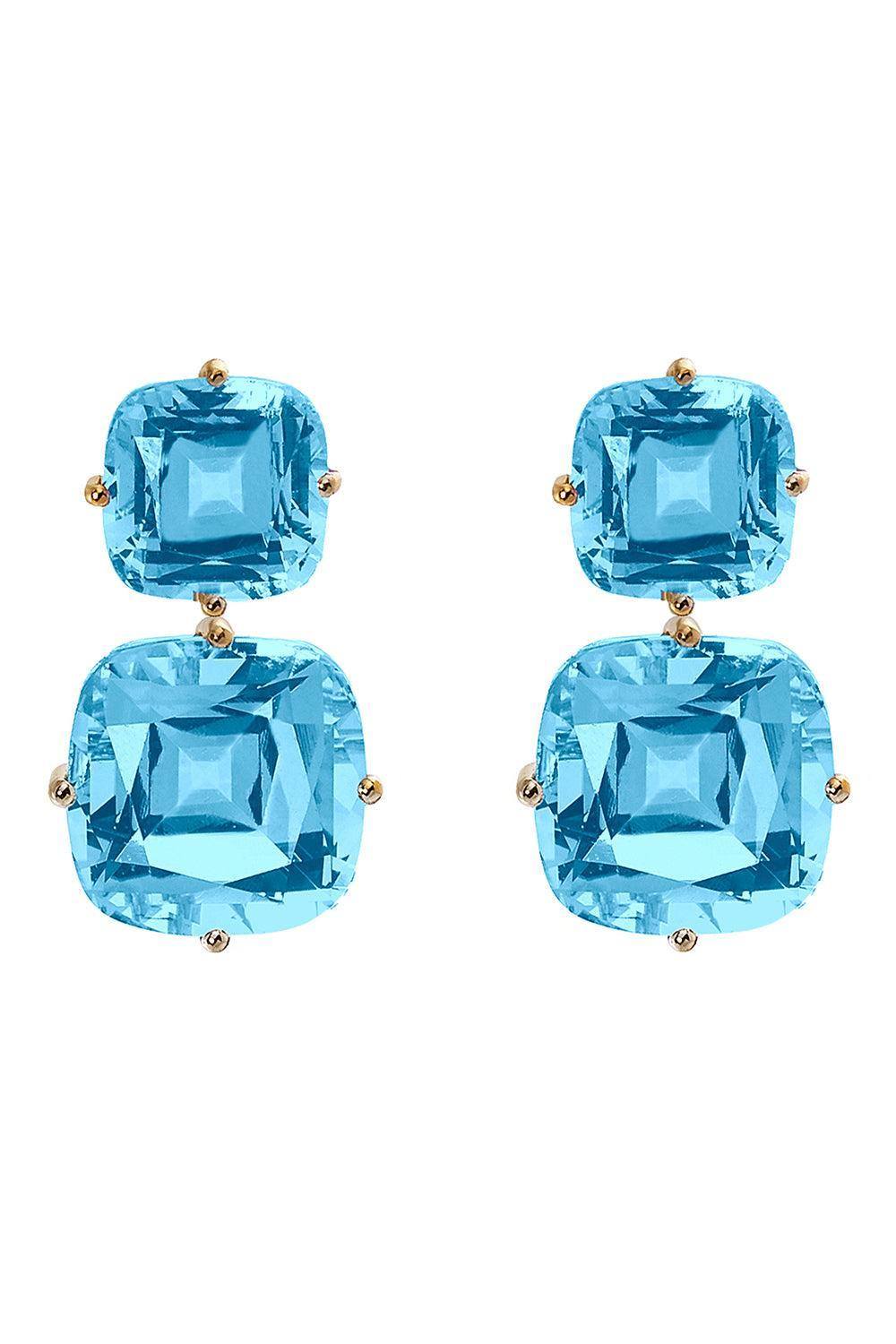 Blue Topaz Two Tier Gossip Earrings-YELLOW GOLD-JEWELRYFINE JEWELEARRING-GOSHWARA