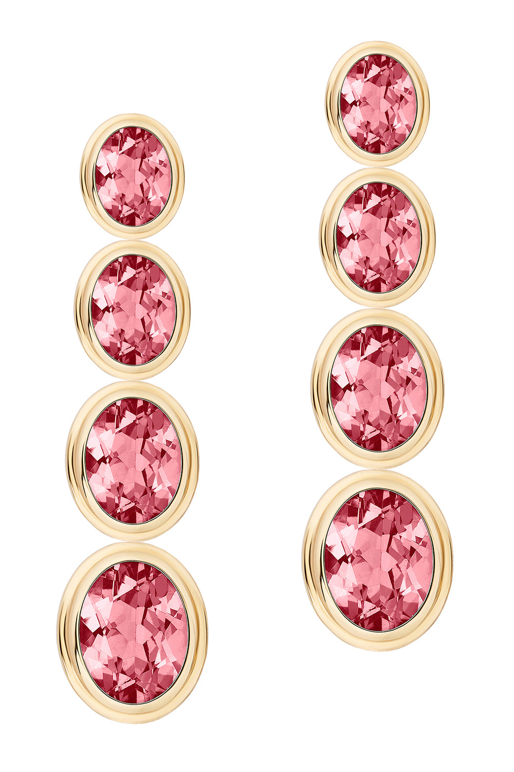 Salmon Pink Tourmaline Four Tier Earrings