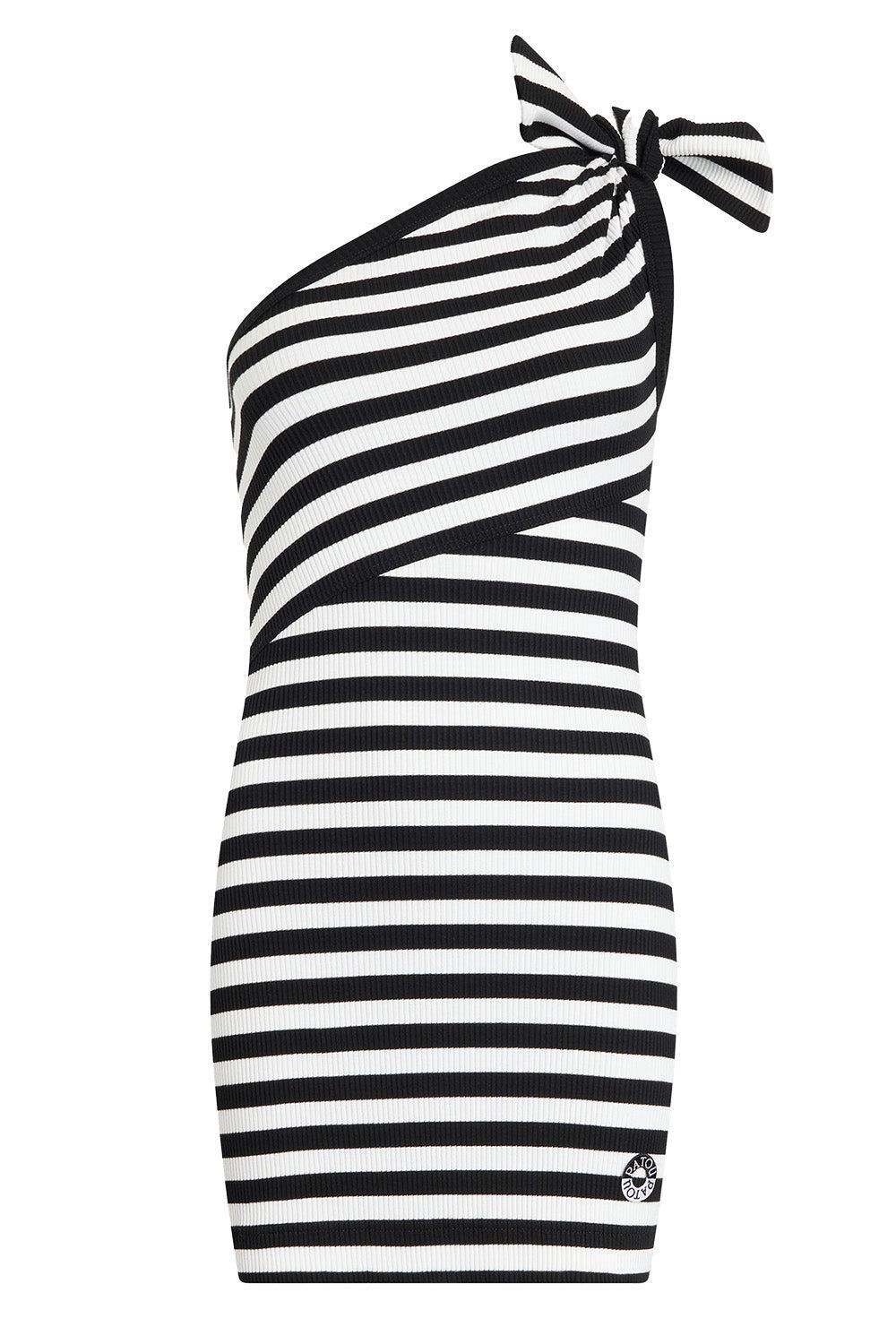 One Shoulder Mini Dress-STRIPE-XS-CLOTHINGDRESSCASUAL-PATOU