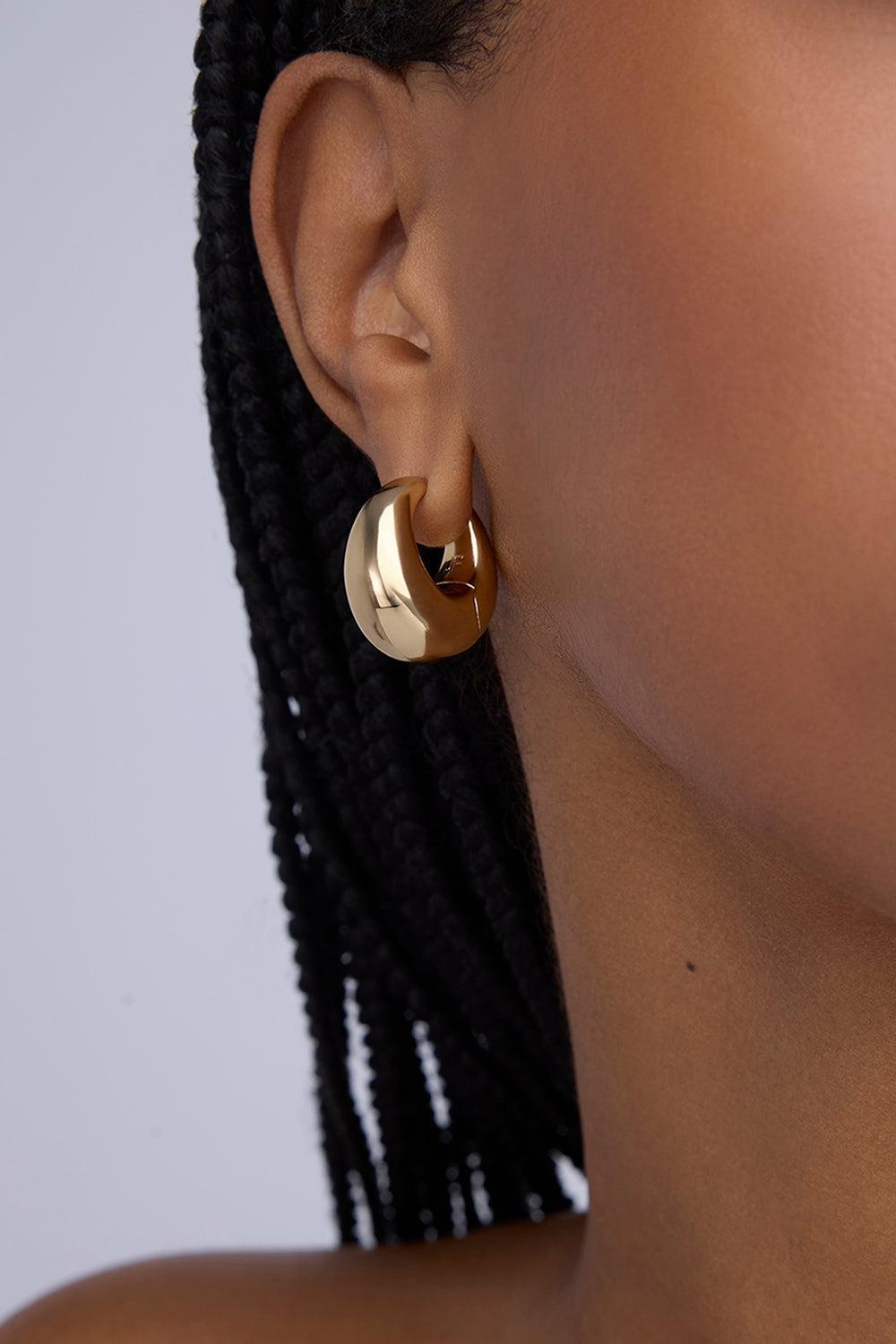Puffy Hinged Huggie Earrings-YELLOW GOLD-JEWELRYBOUTIQUEEARRING-JENNIFER FISHER