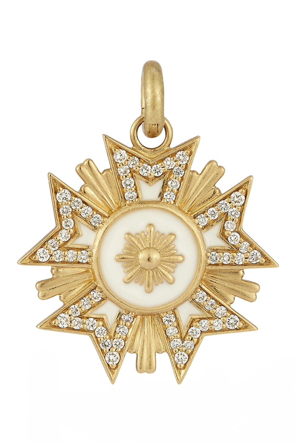 Diamond White Enamel Florence Medallion Charm
