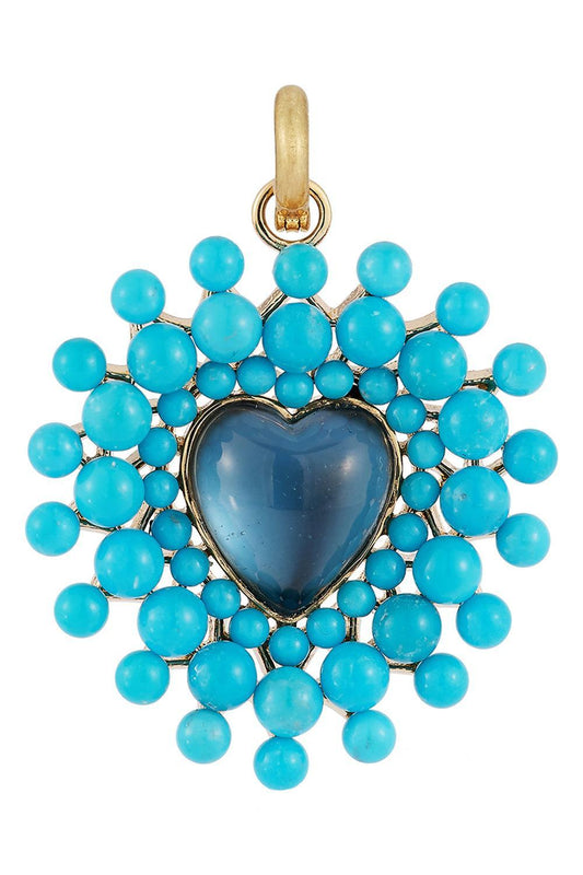 London Blue Topaz Turquoise Cluster Juliana Heart Charm-YELLOW GOLD-JEWELRYFINE JEWELPENDANT-STORROW