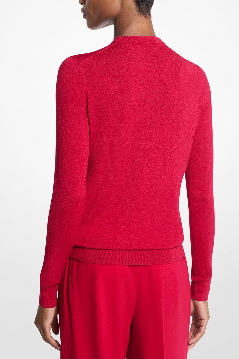 Long Sleeve Crewneck Pullover - Ruby-RED-XS-CLOTHINGTOPSWEATER-MICHAEL KORS COLLECTION