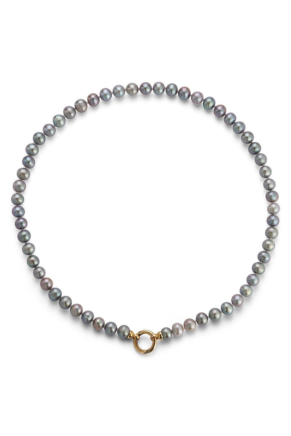 Grey Freshwater Pearl Necklace-YELLOW GOLD-18-JEWELRYFINE JEWELNECKLACE O-STORROW