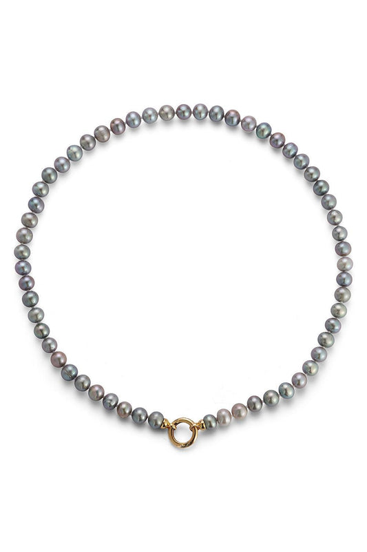 Grey Freshwater Pearl Necklace-YELLOW GOLD-18-JEWELRYFINE JEWELNECKLACE O-STORROW