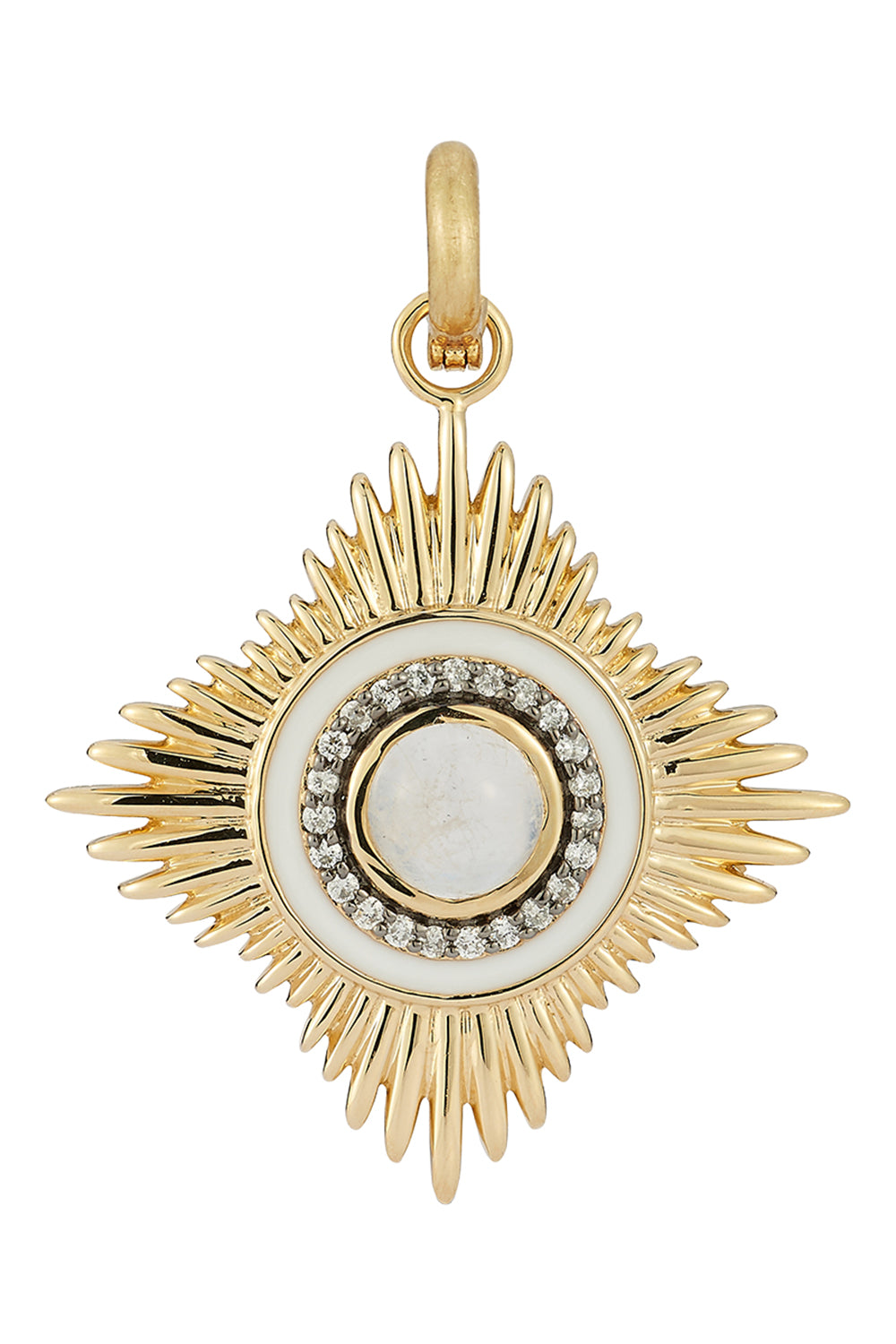 Diamond Moonstone White Enamel Vivienne Medallion
