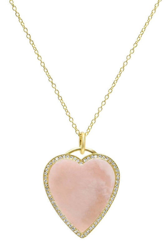 Pink Opal Large Inlay Heart Necklace-YELLOW GOLD-JEWELRYFINE JEWELNECKLACE O-JENNIFER MEYER