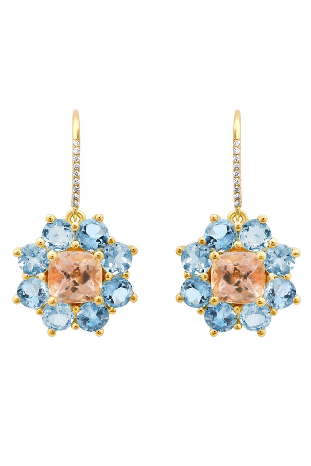 Aquamarine Morganite Small Flower Earrings-YELLOW GOLD-JEWELRYFINE JEWELEARRING-JENNIFER MEYER