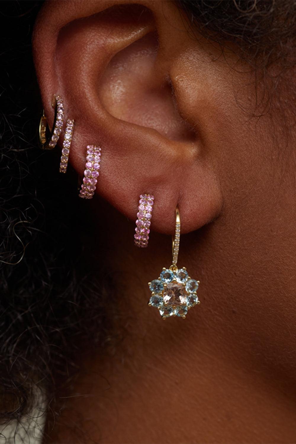 Aquamarine Morganite Small Flower Earrings-YELLOW GOLD-JEWELRYFINE JEWELEARRING-JENNIFER MEYER