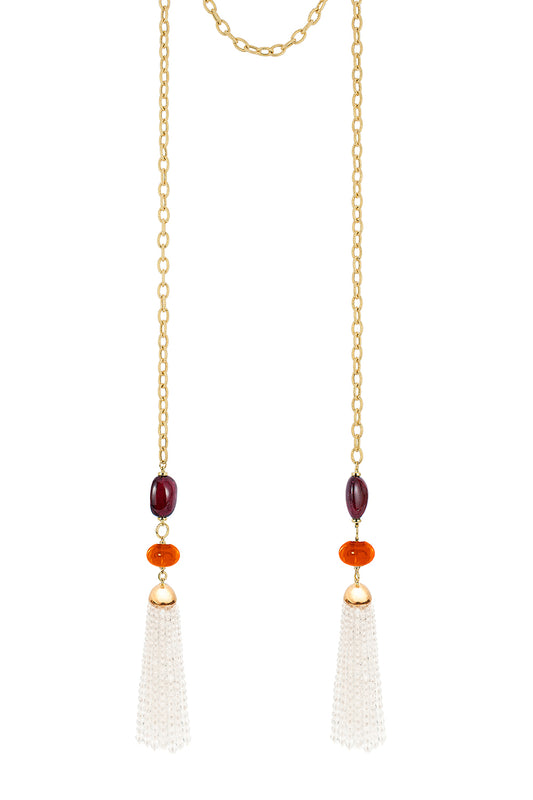 Rubellite Mandarin Lariat Necklace